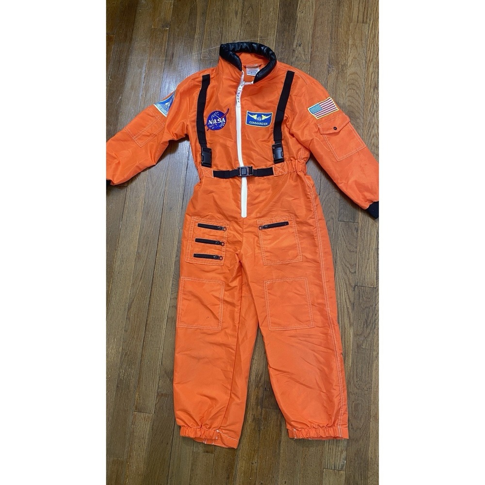 Big Kids NASA Astronaut Costume Orange Space Suit Jumpsuit Size 8-10 (Large)